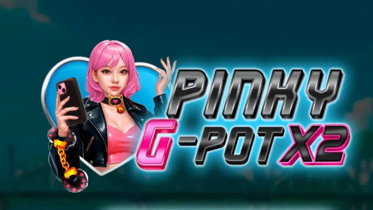 Tampilan antarmuka slot Pinky G-Pot X2 dengan tema neon Seoul yang futuristik di layar ponsel.